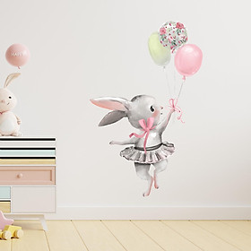 Bunny Ballet Rabbit Wall Stickers for Kids Room Nursery Wall Decal Wallpaper