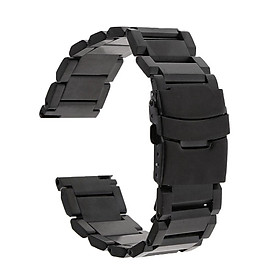 Black Stainless Steel  Strap Bracelet Double Clasp Solid Links with 4 Spring