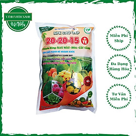 Mua Phân bón NPK 20-20-15+TE chuyên dùng rau màu  hoa  cây cảnh giúp đâm chồi mạnh  đẻ nhánh khỏe  thân nhánh mập  bông trổ nhiều  nuôi trái  chống rụng trái non - gói 1kg