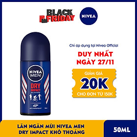 Lăn Ngăn Mùi NIVEA MEN Dry Impact Khô Thoáng (50ml) - 81610