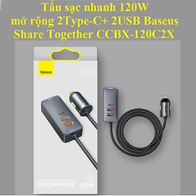 Tẩu sạc nhanh 120W mở rộng 2type-C + 2USB Baseus Share Together PPs CCBX-120C2X _ Hàng chính hãng