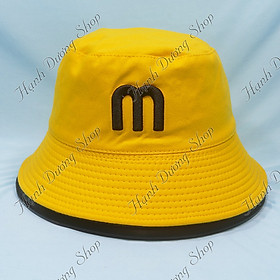 Mũ bucket 2 mặt thêu chữ M đơn giản, vành rộng chống nắng tốt - Hạnh Dương
