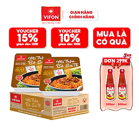 Thùng 18 Khay Mì Trộn Bò Sa Tế VIFON 90g / Khay