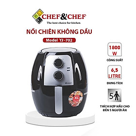 Mua Nồi chiên không dầu CHEF&CHEF 6 5l (YJ – 702) thiết kể mang kiểu dáng hiện đại  sang trọng với màu đen bắt mắt-Hàng chính hãng