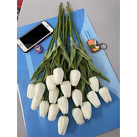 Siêu rẻ-Loại 1 lá xoăn-Hoa giả-Hoa tulip giả bằng nhựa PU cao su cao cấp như thật - Trang trí nội thất, phòng