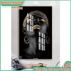 Tranh cô gái tráng gương pha lê hiện đại trang trí phòng khách,không gian tặng tân gia TẶNG KÈM ĐINH TREO GIRL011