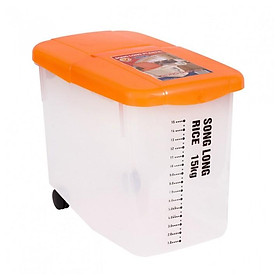 Mua  sale  Thùng Đựng Gạo 15KG Song Long Có Bánh Xe - Tặng Kèm Cốc Đong
