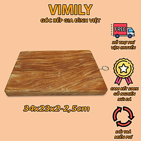 Mua Thớt gỗ nghiến núi đá Tây Bắc vuông cắt thái xắt thức ăn cực bền cao cấp VIMILY kích thước 34x23x2cm