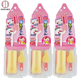 Combo 03 Dụng cụ cọ rửa bình sữa có đầu mút mềm Kokubo - Nội địa Nhật Bản