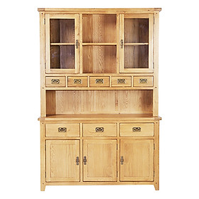 Tủ Chén Cao 3 Cánh Rustic Gỗ Sồi IBIE (135 x 43 x 200 cm)