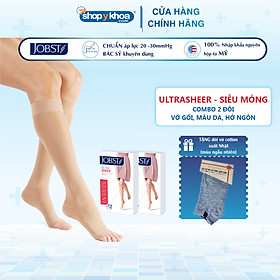 Combo 2 đôi Vớ y khoa gối JOBST UltraSheer - Siêu mỏng, màu da, hở ngón, 20-30mmHg, giãn tĩnh mạch chân (tất y khoa)