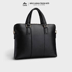 Cặp Công Sở Lata ( Thời trang nam basic đựng laptop 14,6 inch - Cặp da CA29 ) - Đen