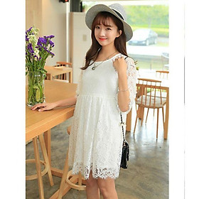 ĐẦM BẦU CÔNG SƠ VẢI REN sau sanh có dây keó cho bé bú