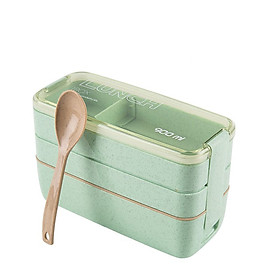 Hộp cơm 3 tầng 900ml LUNCH, hộp cơm giữ nhiệt lúa mạch_HC01