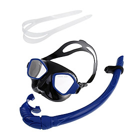 Deluxe Professional Underwater Scuba Diving Snorkeling Freediving Silicone Goggles Mask Snorkel Tube Set + Dive Mask Strap