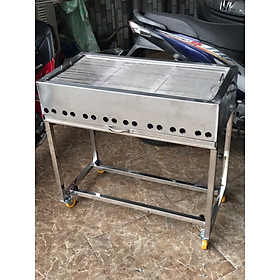 Mua Bếp nướng than ngoài trời Inox Tốt + Tặng kèm Có Vĩ Nướng + Vĩ dựng than ( 40x80x75cm)