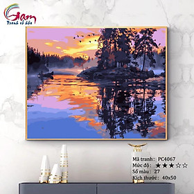 Mua Tranh tô màu theo số sơn dầu số hóa Hoàng hôn bên hồ PC4067