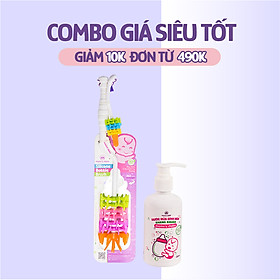 Combo Nước Rửa Bình Sữa và Cọ Rửa Bình Sữa Núm Ti Mama’s Choice, Diệt Khuẩn Đến 99%, Vệ Sinh Sạch Sẽ An Toàn Cho Mẹ & Bé