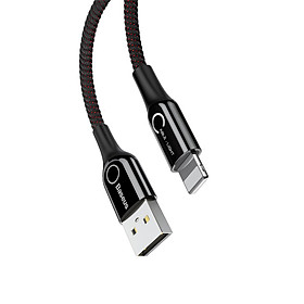Dây Cáp sạc Lightning tự ngắt thông minh Baseus C Shape Light cho iPhone iPad (2.4A, Sạc nhanh, Sợi Carbon Siêu Bền, LED, Intelligent power-off) - Hàng Chính Hãng