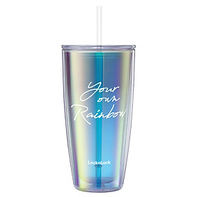 Ly nhựa 2 lớp LocknLock Rainbow HAP507WHTH - kèm ống hút - Dung tích 750ml
