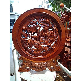 Đĩa tứ linh gỗ hương mang phong thủy tài lộc cho gia chủ