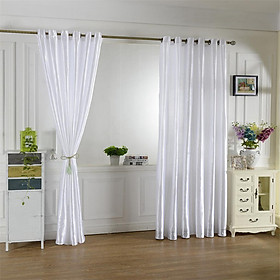 Smooth Satin Window Curtains Blackout Shade Eyelet Curtains 200x250cm Beige - 150x250cm