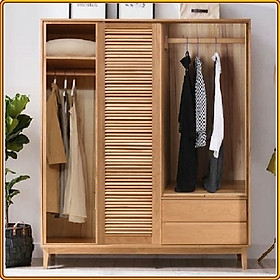 Mua Tủ quần áo gỗ sồi Tundo 2 cánh lùa 2 cánh mở 220 x 60 x 200 cm