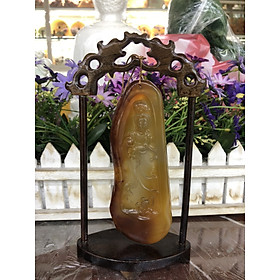 Khánh treo khắc hình Phật Quan âm phong thủy đá mã não