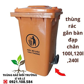 THÙNG RÁC NHỰA CÔNG CỘNG ĐẠP CHÂN 120L(XANH,VÀNG,CAM)