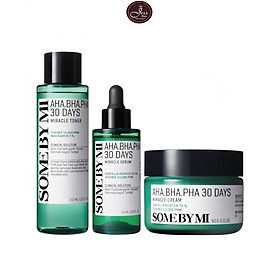 Combo 3 sản phẩm ngừa mụn Some By Mi AHA-BHA-PHA 30 Days Miracle (Toner, Serum, Cream)
