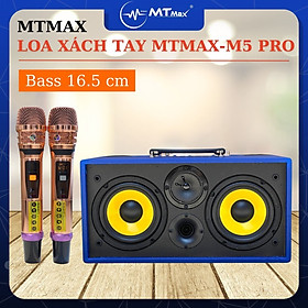 Loa xách tay karaoke MTMax M5pro – Bass Đôi 16.5cm Kèm 2 Micro Cao Cấp hàng chính hãng