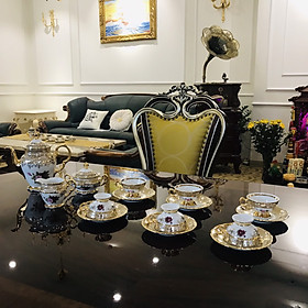 Bộ ẤM CHÉN HỌA TIẾT HOA VĂN PHONG CÁCH TÂN CỔ ĐIỂN CHÂU ÂU xuất xứ Cộng Hòa Séc (4 loại họa tiết khác nhau)