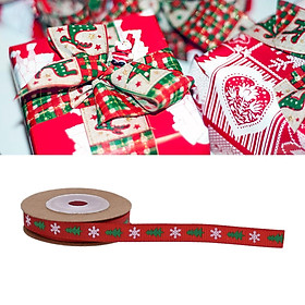 5yd Christmas Ribbon for Gifts, One Roll Ribbon for Xmas Decor Gift Wrapping, Hair Bows Making, Craft Sewing