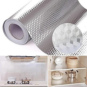 GIẤY DÁN BẾP  MÀU BẠC ĐA NĂNG CUỘN 3M CHỐNG THẤM