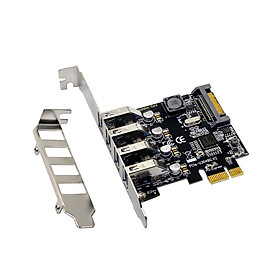 Four Ports USB 3.0 Super Fast 5Gbps PCI-E Expansion Card PCI Express Adapter Converter Card Power Supply Module For - Black