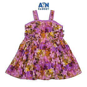 Đầm bé gái họa tiết Hoa Tím 3D cotton. - AICDBGAADACP - AIN Closet