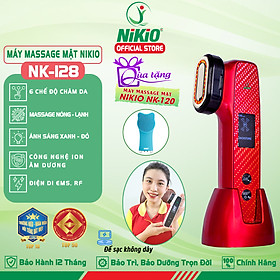 Máy Massage Mặt Và Nâng Cơ Mặt Nikio NK-128 - Công Nghệ Điện Di RF và EMS, Photon Xanh và Đỏ Chườm Nóng Và Lạnh - Hỗ Trợ Đẩy Tinh Chất, Giảm Nếp Nhăn, Tăng Sinh Collagen, Trẻ Hóa Da
