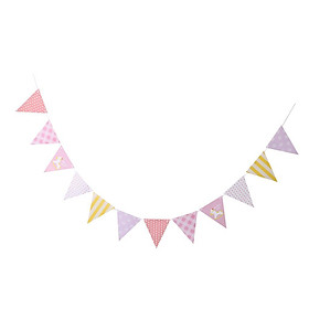 Lovely Pink Wooden House Bunting Banner Happy Party Hanging Decor