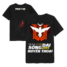 Áo Free Fire Màu Đen Rank Huyền Thoại, Áo thun nam cộc tay rank Free Fire màu đen, cổ tròn, chất thun mát, mềm mại, co giãn 4 chiều, đủ size cho người từ 20kg - 85kg, Phom áo phù hợp cho cả nam và nữ