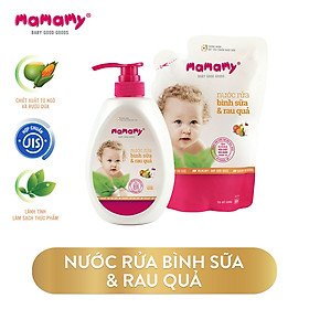 Combo 1 chai nước rửa 600ml Mamamy và 1 túi bổ sung 600ml nước rửa BS và