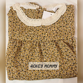 Váy Bầu Hoa Nhí Cổ Ren Mùa Hè Kèm Đai Thắt HD2821 Honey Mommy Đầm Bầu Công