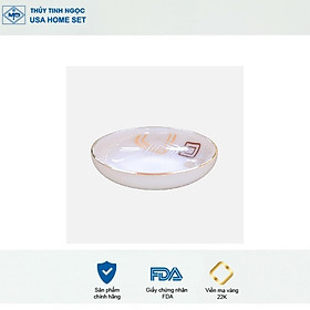 Mua Đĩa tương thủy tinh ngọc viền vàng các mẫu hoa MP-USA Homeset