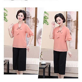 ÁO VOAN TAY LỠ THẮT NƠ QUÝ CÔ SIZE S-6XL tk181 (thoi trang big size 05)