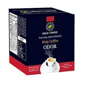 CÀ PHÊ PHIN GIẤY ODOR 12 GAM X 10 GÓI / HỘP- HELLO 5 COFFEE