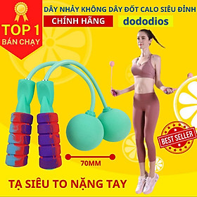 Dây nhảy thể dục giảm cân ko dây kèm 2 tạ lớn bóng to không tiếng ồn - Chính Hãng dododios