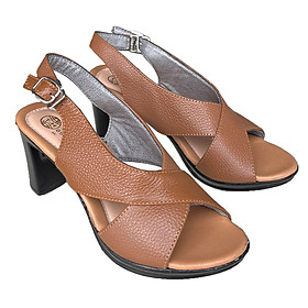 Giày sandal cao gót 7.5cm Trường Hải da bò thật màu vàng đế nhẹ SD155