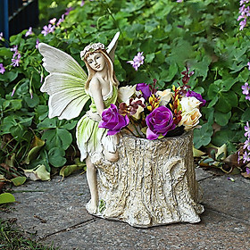 Decorated Resin Fairy Garden Fairies Figurines Planter Vibrant Colors Lovely Miniature Garden Statue Flower Pot Decor Crafts Home Furnishing Supplies