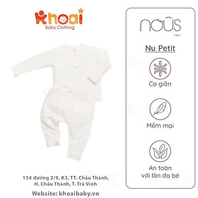 Bộ cài thẳng dài Nous trắng hình cừu Newborn - Chất liệu Nu Petit 95% cotton thiên nhiên