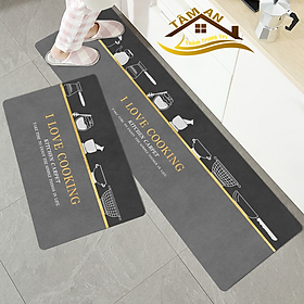 Thảm bếp , Thảm lót sàn cao cấp hoạ tiết sang trọng kích thước 45x75cm và 45x150cm, Thảm trải sàn phòng bếp