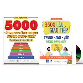 Nơi bán Sách- Combo 2 sách 5000 từ vựng tiếng Trung thông dụng nhất theo khung HSK từ HSK1 đến HSK6+ 3500 Câu Giao Tiếp Anh – Trung - Việt hay nhất + DVD tài liệu - Giá Từ -1đ